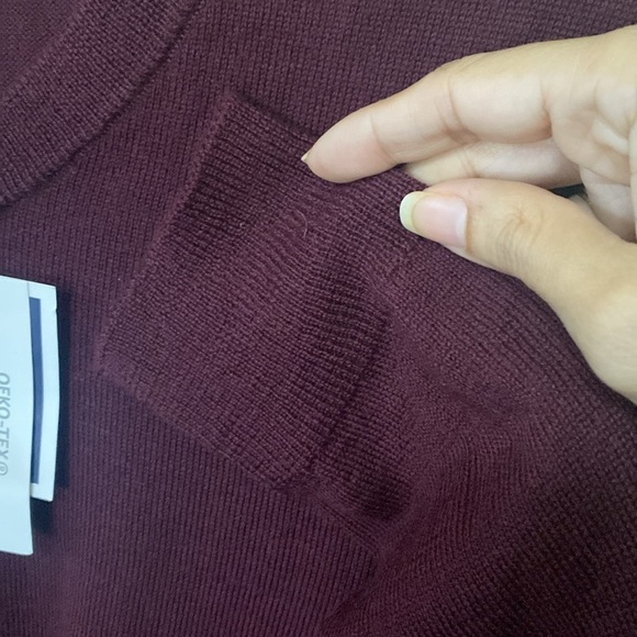 Men’s Club Room Merino Wool Red Plum V-Neck Pullover Sweater Size S NWT - Picture 6 of 10